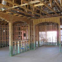 Living Room of Ryland's Rembrandt Floorplan in Lakeway Texas at the Framing Stage
