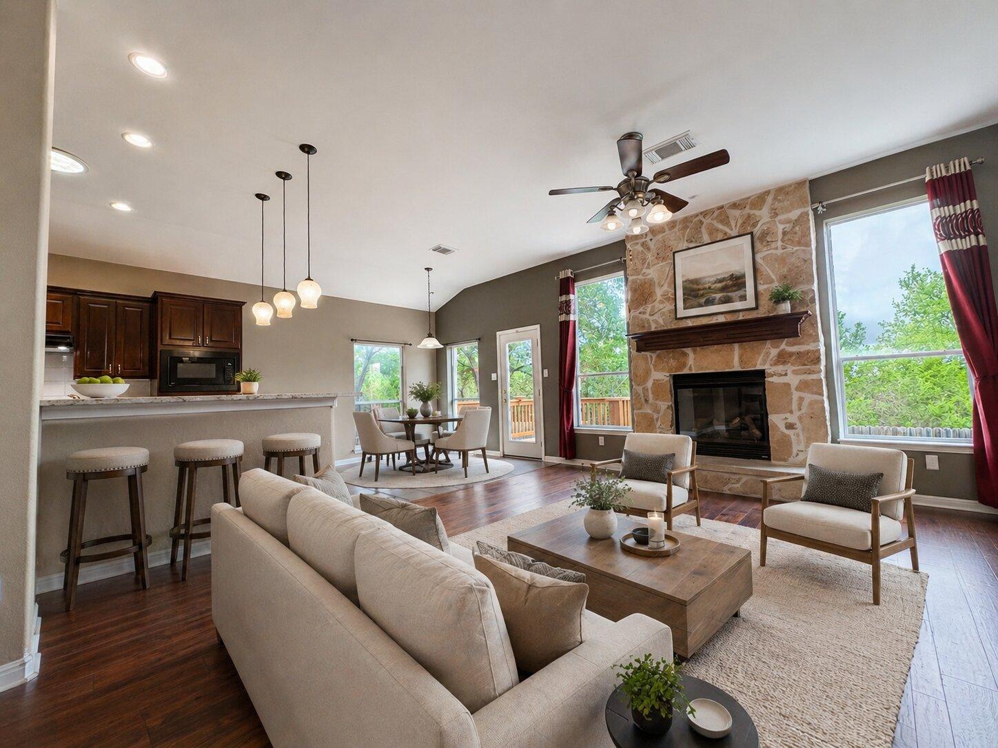 Virtually staged interior at 13121 Appaloosa Chase Dr in Austin, Texas