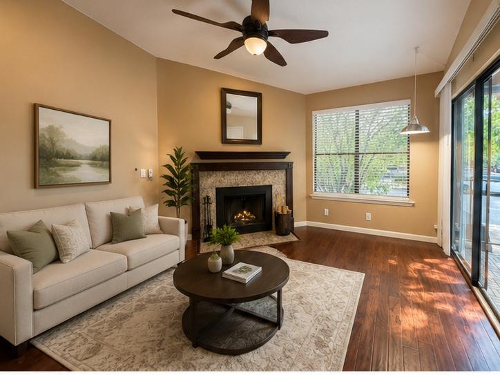 Living room at 3744 Valley View Rd Unit C in Austin Texas