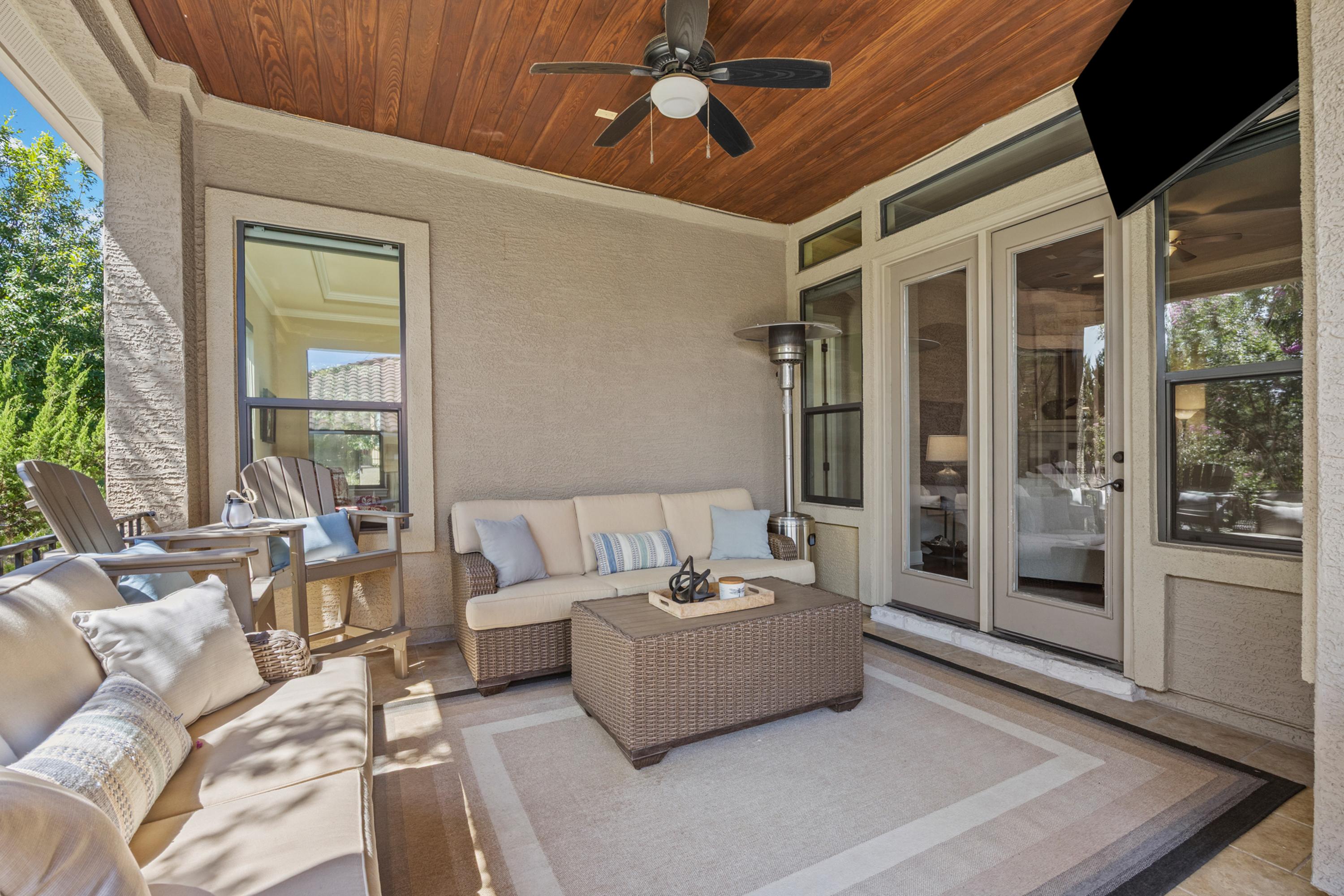Covered outdoor living area at 410 Indianwood Dr